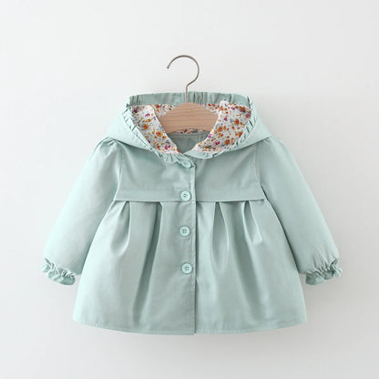 Baby Girl'S Winter Cute Solid Color Girl'S Jacket Sweet Beauty Baby Floral Hooded Jacket Long Sleeved Jacket (0-3 Years Old)