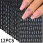 12Pcs 3D Gold Exquisite Flower Leaf Nail Art Stickers Metallic Floral Leaves Self-Adhesive Nail Decals DIY Retro Manicure Decor