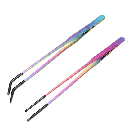 Stainless Steel Reptile Feeding Tongs with Rubber Tips - Straight & Curved Aquarium Pet Tweezers for Safe And Easy Feeding