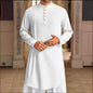 Men's Muslim Dress Long-sleeved Clothing 100% Cotton Pullover Kaftan Robe Men Jubba Thobe Pakistan Saudi Arab Caftan Islamic Top