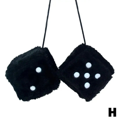 2pcs Big Long Hair Hot Stamping Dot Dice Plush Toy Cube Pendant Car Ornament Sieve Anime Car Decoration Accessories Auto Pendant