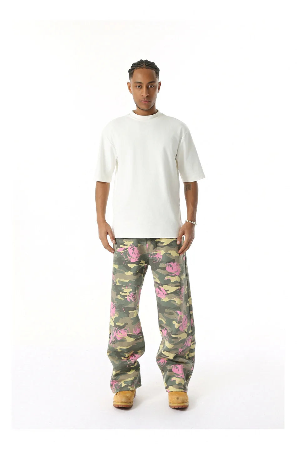 2025 Four Seasons Men's Youth Popular Multi color Pattern Camouflage Pants Basic Versatile Straight Wash Casual Cowboy Pants