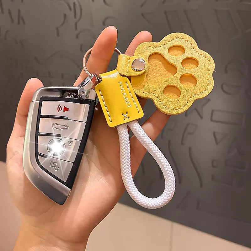 S9 Dual Pack Pet Hair Storage Keychains, Cute Paw Shape Leather Keyring, Furry Friend Memory Fur Keepsake for Pet Owners