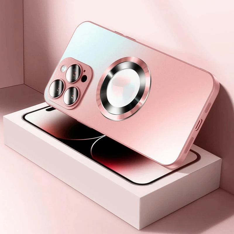 Tempered Glass Matte Magnetic For Magsafe Wireless Charging Case For iPhone 16 15 14 Pro Max Shockproof Soft Hard Bumper Cover