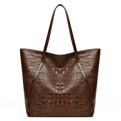Simple Versatile Crocodile Print Tote Bag Large Capacity Fashion Handbag Vintage Design Shoulder Women's Bag