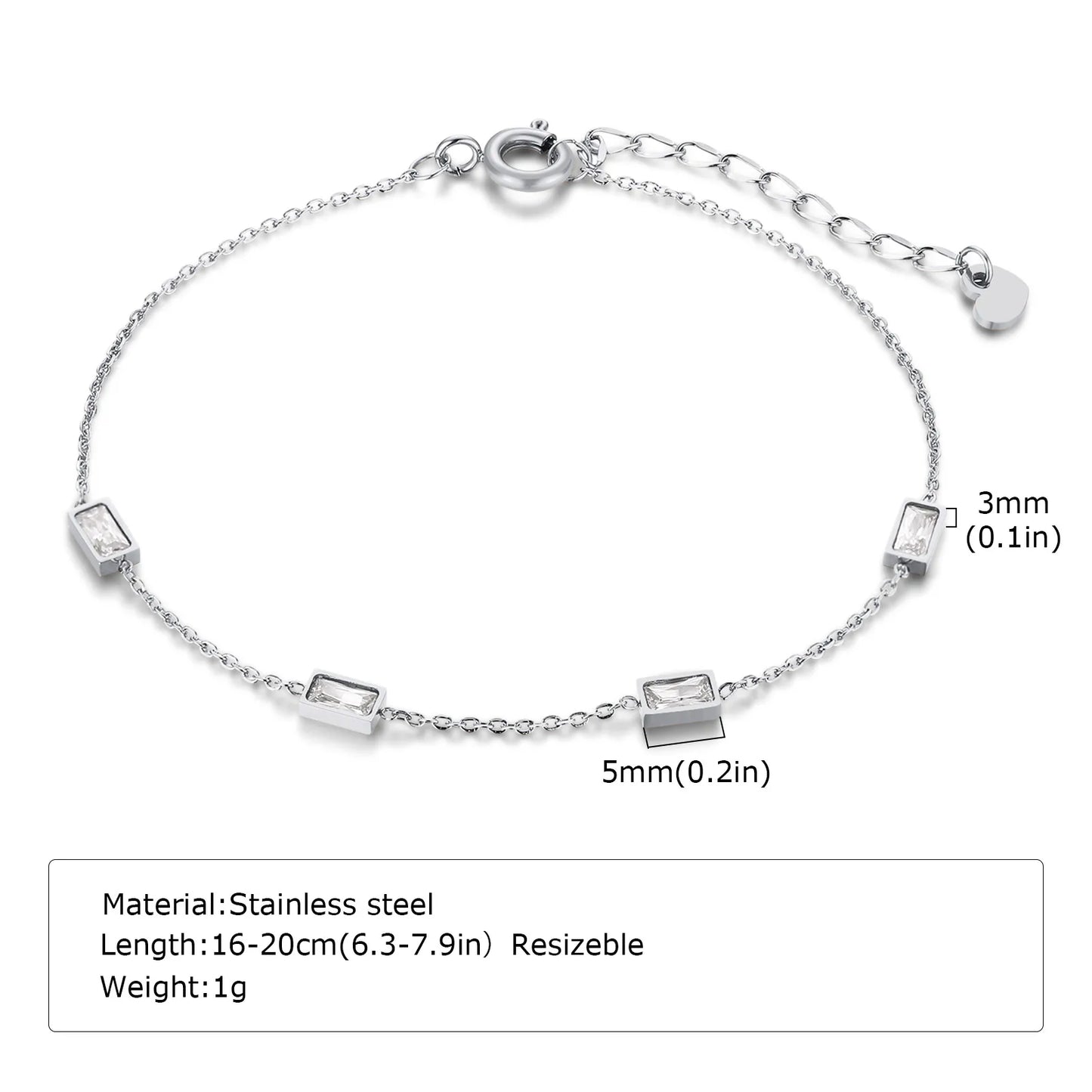 Women Chain Bracelet Silver Color, Stainless Steel Link Stackable Bracelets, Layered Waterproof Gifts