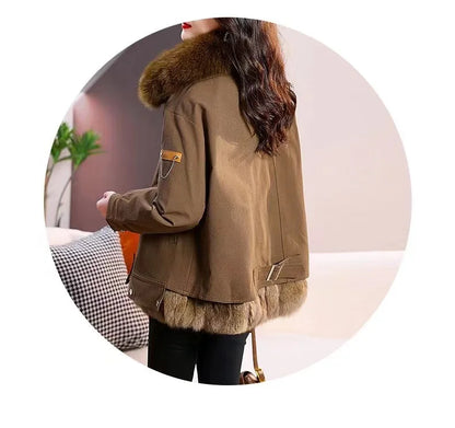 Upgraded 2023 Autumn/Winter omen's Pi vercomes Warm tras Coat Natural Fox Hair Fashion Wool Coat Temperament Slimming Inner Tank