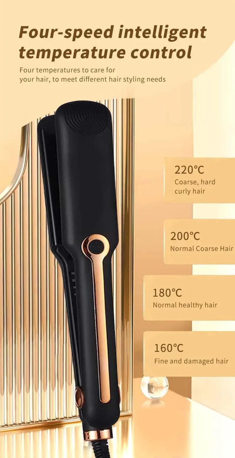 Tinsol 2-in-1 Hair Straightener Curling Iron Ceramic Plate Negative Ion Wide Plate Temperature Adjustable Hair Straightener