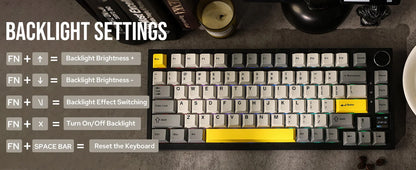 Ajazz AK820 Pro 75% Gasket-mounted Bluetooth 5.1/2.4G Wireless & Wired Mechanical Keyboard with TFT Screen for Gaming