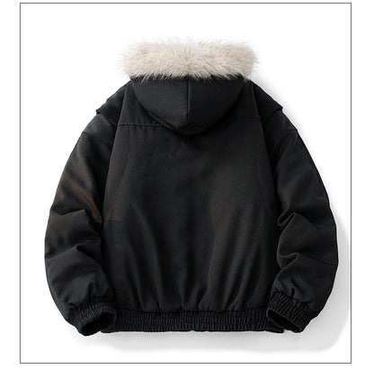 Camouflage Thick Parkas Winter New High Quality Men's Solid Color Wool Collar Anti Cold Parkas Comfortable Men's Cotton Jacket
