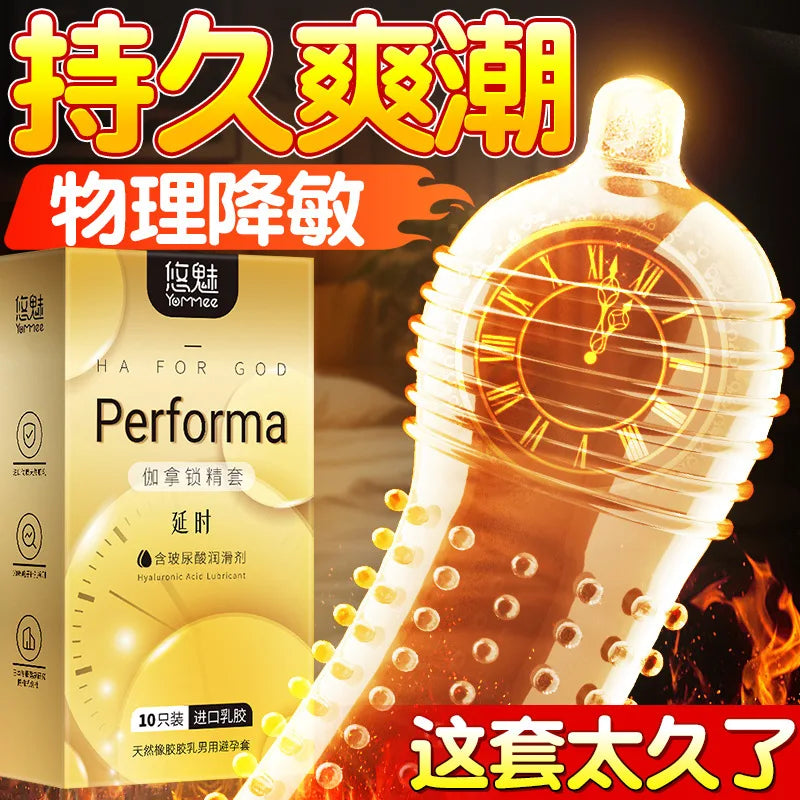 Ultra Sensitive Condom with Mace Pointed Design 10 PCS Lubricated Latex Condom Natural Feeling Safety Sex Accessories