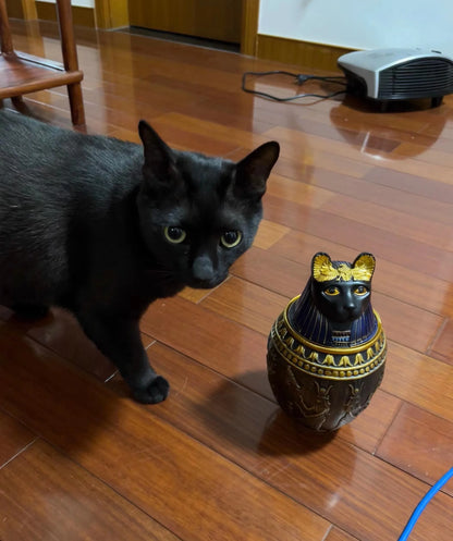 Egyptian Canopic Jar Pet Memorial Urn Anubis Decor Ceramic Ash Keeper Home Art Sculpture Handmade Funeral Keepsake
