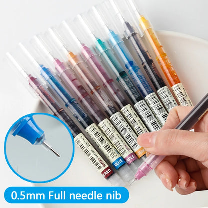 12 Color/set Student School Office Stationery Fine Nib Gel Pen Big Ink Capacity Ballpoint Pen Straight Liquid Rollerball Pen