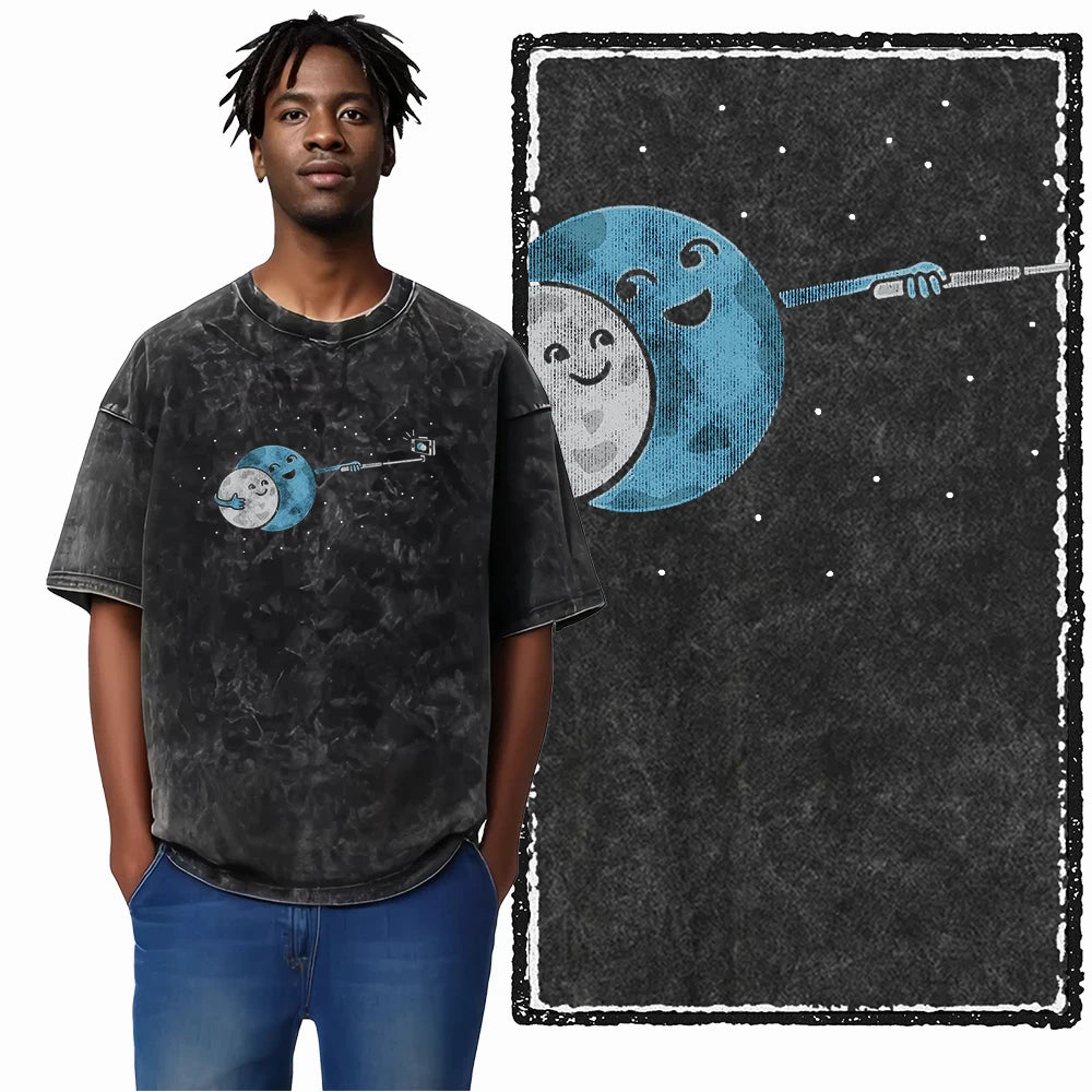 SA ASTRONAUT SPACE THEMES Printed Cotton Acid Washed Graphic Unisex T Shirt Cool Streetwear Men Tshirts Big Size Tee for men