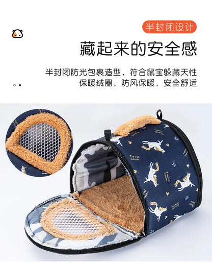 Hamster Warm Bed Portable Small Pet Cotton Nest for Hamster Sugar Glider Squirrel Guinea Pig Breathable Carry Bag