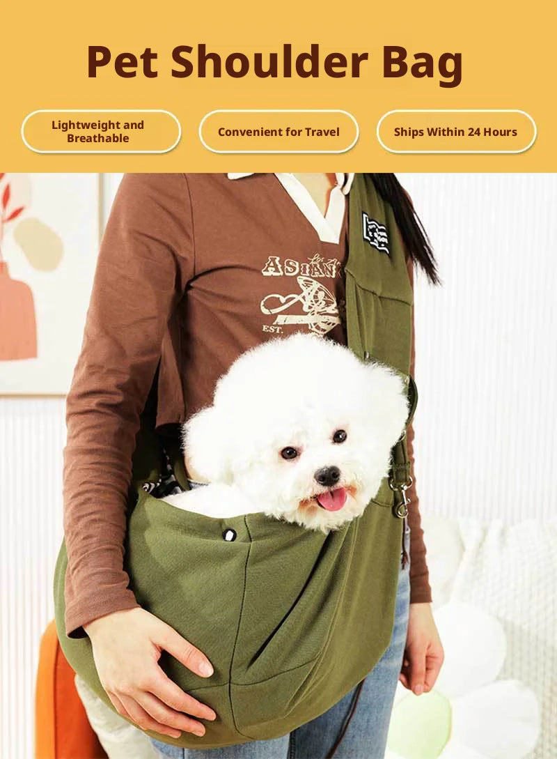 Breathable Pet Sling Carrier Bag for Cats Small Dogs Up to 7.5kg - Portable Single Shoulder Travel Pet Carrier