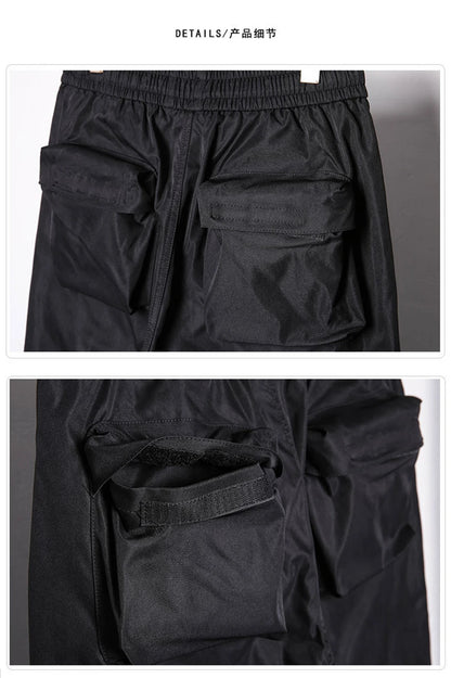 Tactical Cargo Pants Men Streetwear Hip Hop Multiple Pockets Paratrooper Trousers Functional Elastic Waist Casual Pant Techwear