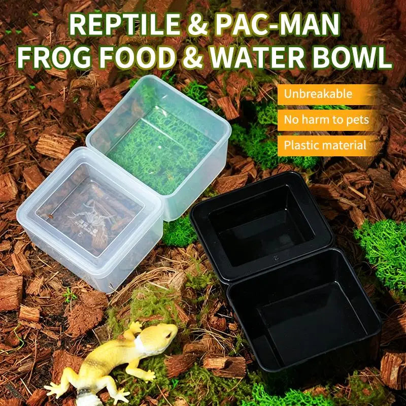 (.) Black/White Plastic Breeding Feeders Box Anti-escape Reptile Snake Feeding Bowl Double Box 2 In 1 Worm Dish