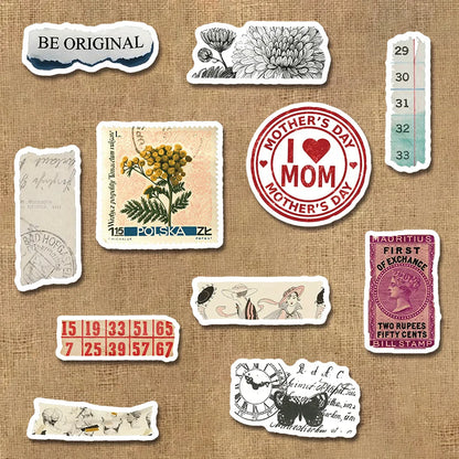 62PCS Retro American Stamp Stickers Aesthetic Style Graffiti Mobile Phone Case Notebook Water Cup Skateboard Waterproof Toy Gift