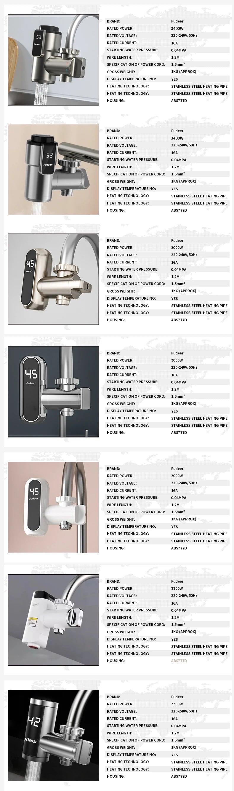 Fudeer Electric Water Heater Kitchen Faucet Conector Instant Hot Water Tap Adapter 220V  Water Heater Bathroom Accessories