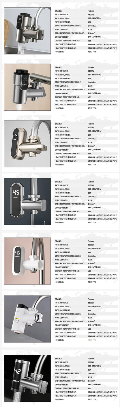 Fudeer Electric Water Heater Kitchen Faucet Conector Instant Hot Water Tap Adapter 220V  Water Heater Bathroom Accessories