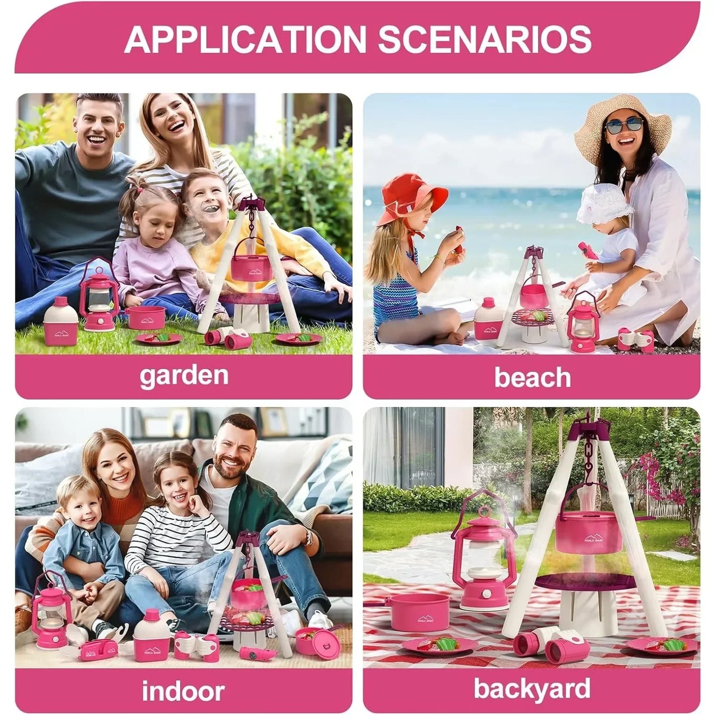 Kids Camping Set Indoor Outdoor Exploration Kit Pretend Play Toys Camping Tools Birthday Gift for Girl Boy OPTIONAL Pop Up Tent