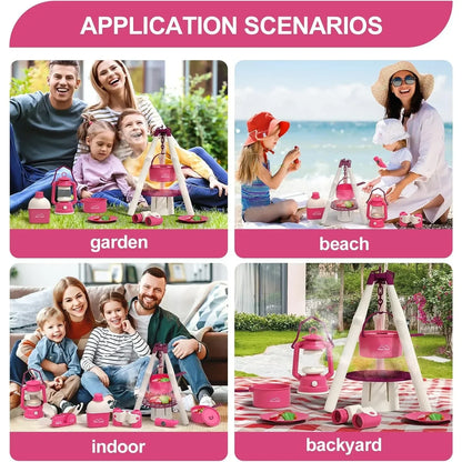 Kids Camping Set Indoor Outdoor Exploration Kit Pretend Play Toys Camping Tools Birthday Gift for Girl Boy OPTIONAL Pop Up Tent