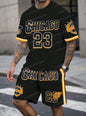 New In Chiago No.23 Print Men's yellow Casual Short Sleeve T-Shirt Shorts Set Adult Basketball Jogging  2 Piece Set men Clothing