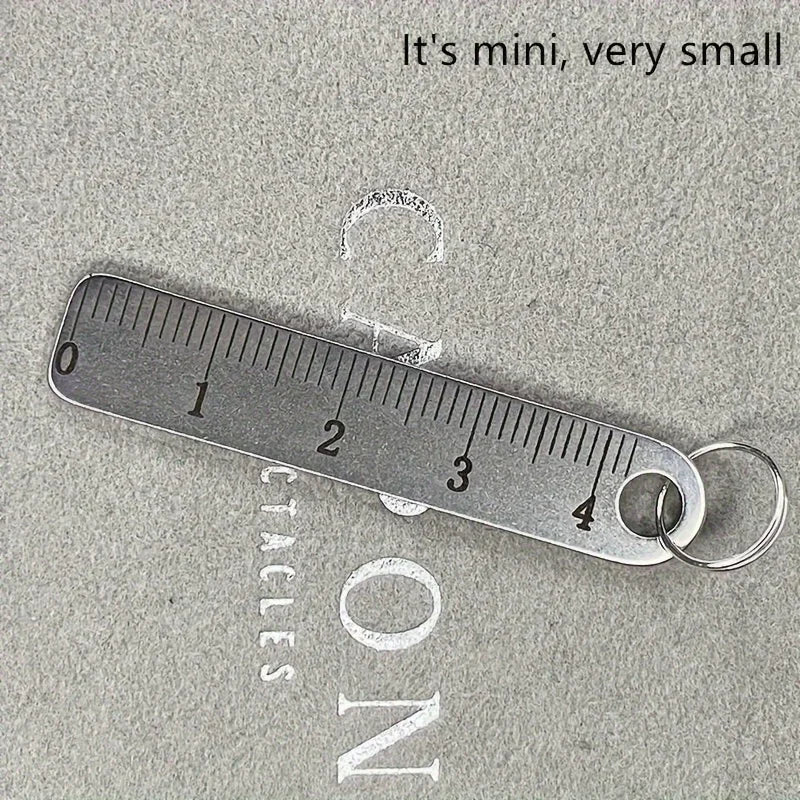stainless steel mini ruler with keychain - measuring tool for office and school supplies