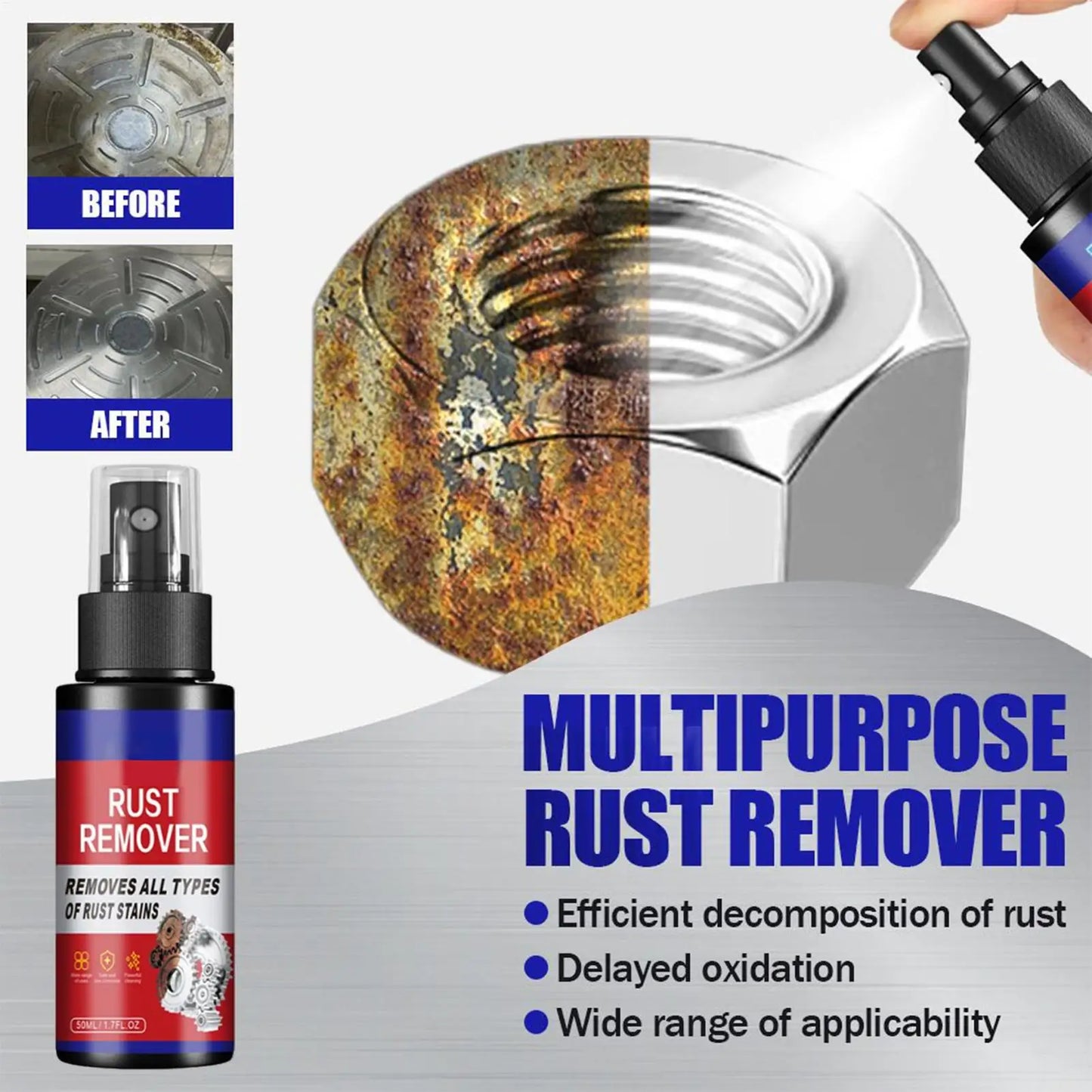 Car Metal Rust Removal Spray Car Maintenance Cleaning Rust Dissolver Auto Polishing Care Rust Cleaning Spray for Car Detailing