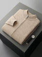 100% Merino Wool Two-piece Suit for Men Autumn Winter Knitting Zipper Cardigan and Slim-fit Pants Warm Thickened Clothing Sets
