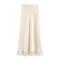 Willshela Women Fashion Solid Lace Side Hem Pleated A-Line Midi Skirt Vintage High Elastic Waist Female Chic Lady Skirts