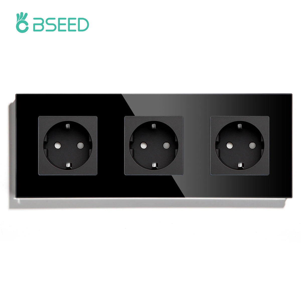 BSEED Touch Light Switch With EU USB Wall Sockets Black Wall Led Switches 1/2/3Gang 1Way Crystal Dark Blue Backlight Wall Switch