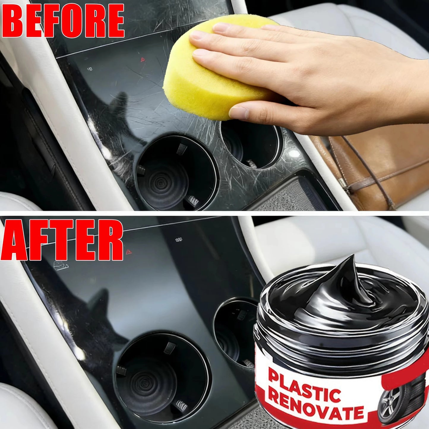 Car Interior Scratch Repair Paste Tire Shine Restoration of Black Interior and Dashboard Plastic Surfaces