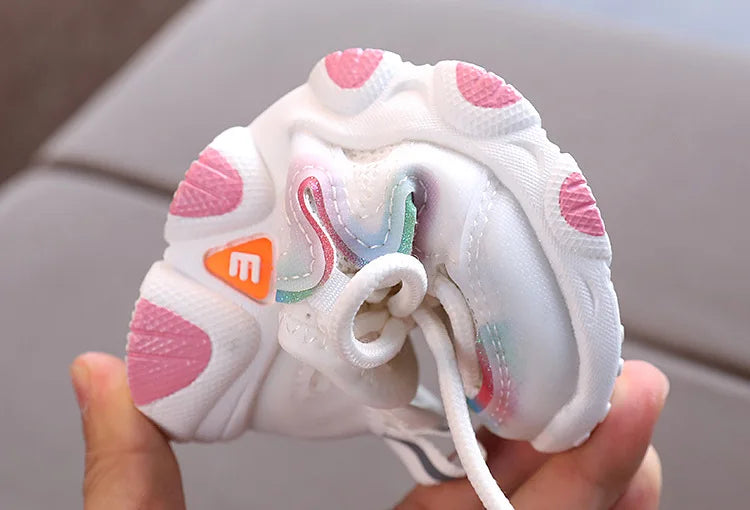 2022 Breathable Toddler Boy Sneakers Stretch Fabric Fashionable Baby Running Shoes Pink School Girl Sports Shoes Sneakers