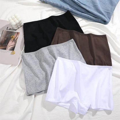 FINETOO 3PCS Women's Cotton Boyshort Panties Breathable Low Waist Solid Colors Underwear Female Casual Sports Boxers Underpants