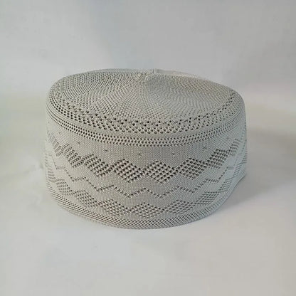 Muslim Caps For Men Colthing Crochet Knit Hat Turkey Kufi Islamic Kippah Jewish Turban White Cotton Mesh 0758