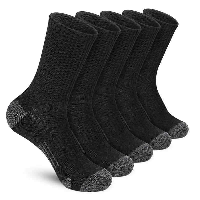 5 Pairs of High-Quality Men's Outdoor Cycling Running Socks Comfortable and Soft All Season Oversized Sports Socks Set