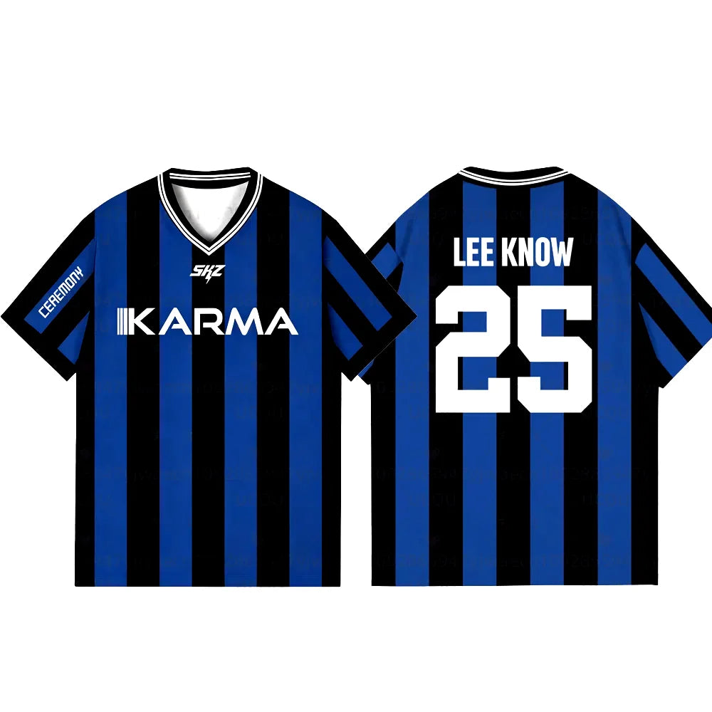 2025 KPOP Stay KARMA Album Fans Support Shirts FELIX BANGCHAN HYUNJIN Streetwear Loose Clothes Tshirt Short Sleeve Tops T-shirt