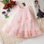 Baby Girl Princess Dress Summer New Solid Color Floral Chiffon Children'S Clothing For Birthday Parties (9 Months -3 Years Old)