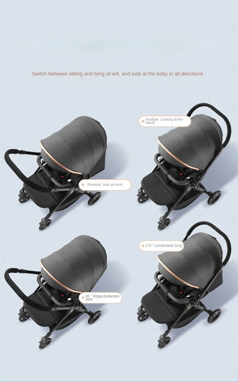 Baby Carriage,Bi-directional ultra lightweight foldable high landscape four wheel shock absorber baby stroller,baby cart