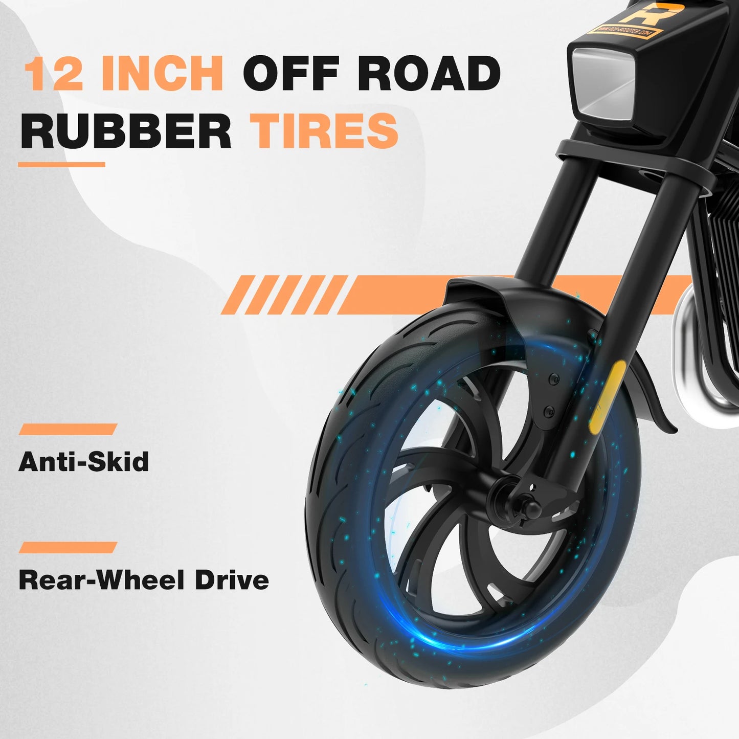 RCB KIDS Kids Electric Motorcycle R9, 200W 24V Rechargeable Ride On Toy, 3 Speed Adjustable, Bluetooth Music LED Light, Max Load 80kg, Outdoor Racing Toy for Children 6+