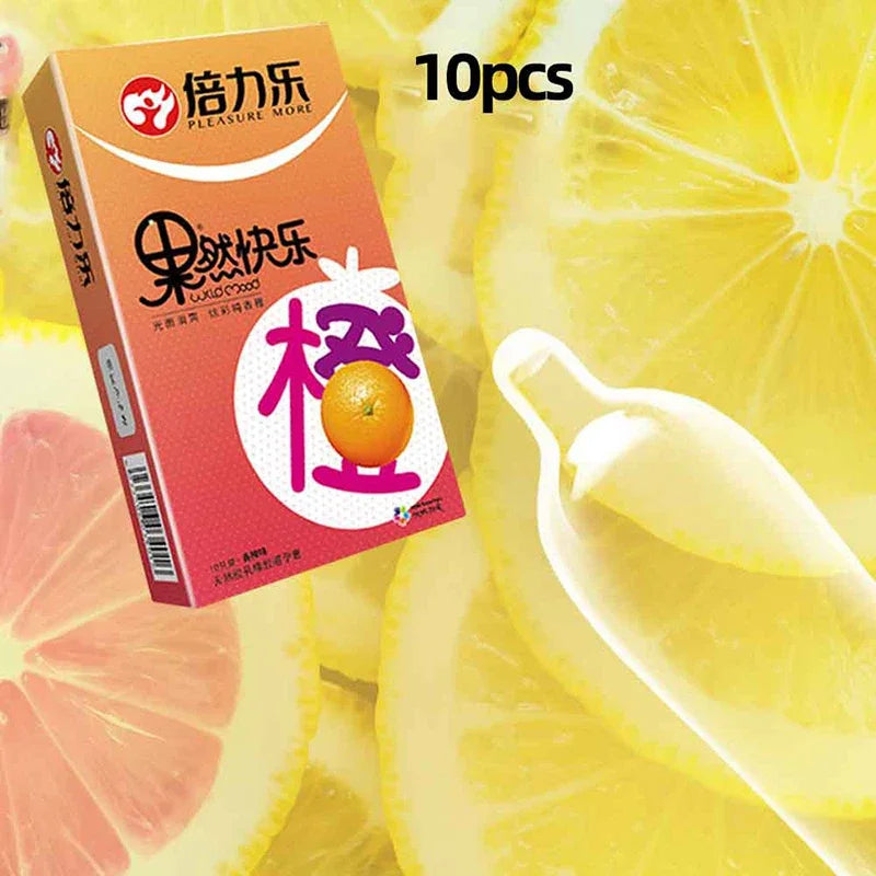 10pcs Fruit Flavor Condoms Sex Toy for Men Strawberry Blueberry Taste Penis Sleeves Ultra Thin Condom Adult Sex Product 18+