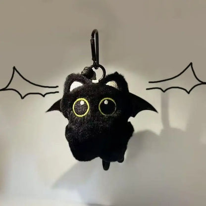 Cute Cartoon Plush Black Cat Keychain Bag Pendant Decoration Kawaii Stuffed Doll Toy Car Keyring Accessories Couples Gift