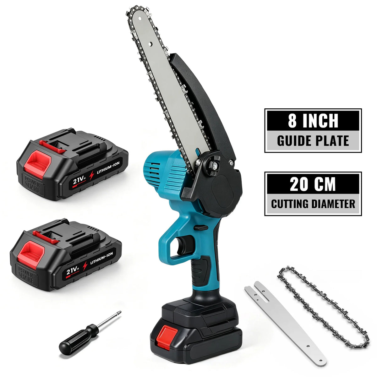 8 Inch Electric Garden Logging Wood Chainsaw With Automatic Oiler Pruning Woodworking Power Tool Compatible For 21V Lithium Battery