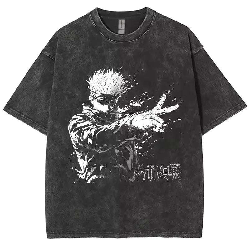 Anime Jujutsu Kaisen Gojo Satoru T Shirts Washed Men Women Cotton Harajuku T-Shirts High Quality Retro for Men Women Tops Tees