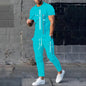 2024 Summer New Fashionable Men's Football Sportswear T-shirt Pants Set Casual Short Sleeve Set Jogging Fitness Clothing
