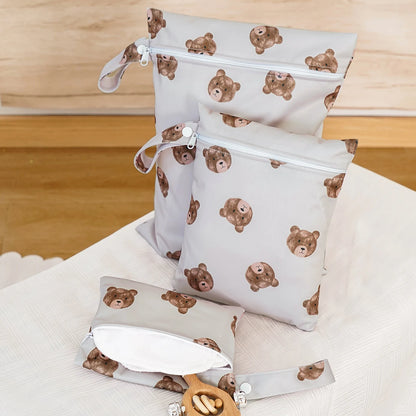 Elinfant 3PCS Portable Wet Dry Bag For Swimsuits,Waterproof Diaper Bags For Cloth Diapers,Washable Reusable Storage Bag