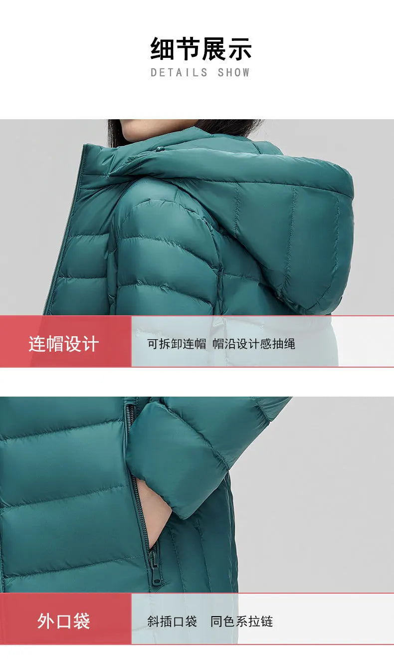 Women's plus Size M-6XL Hooded Puffer Jacket 90% Down Quilted Warm Coat Parka with Detachable Hat Winter Outerwear