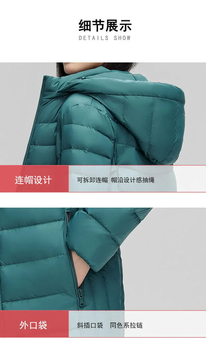 Women's plus Size M-6XL Hooded Puffer Jacket 90% Down Quilted Warm Coat Parka with Detachable Hat Winter Outerwear